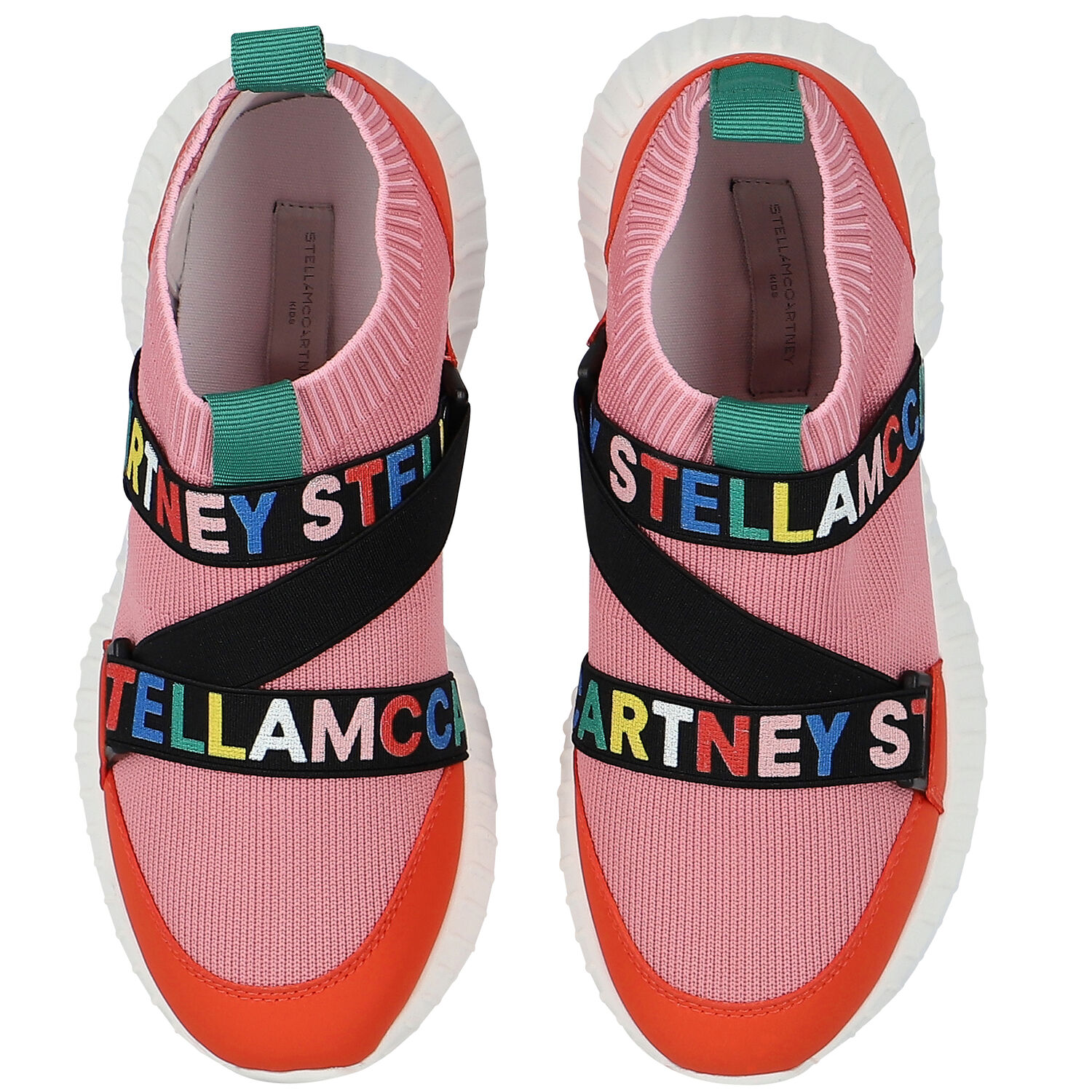 Girls Pink & Orange Sock Trainers, 1, hi-res