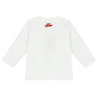 Younger Boys White Varsity Logo Long Sleeve Top, 1, hi-res