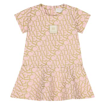 Younger Girls Pink & Gold Logo Dress