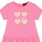 Younger Girls Pink Logo Dress, 3, hi-res