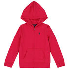 Girls Pink Logo Zip Up Top, 1, hi-res