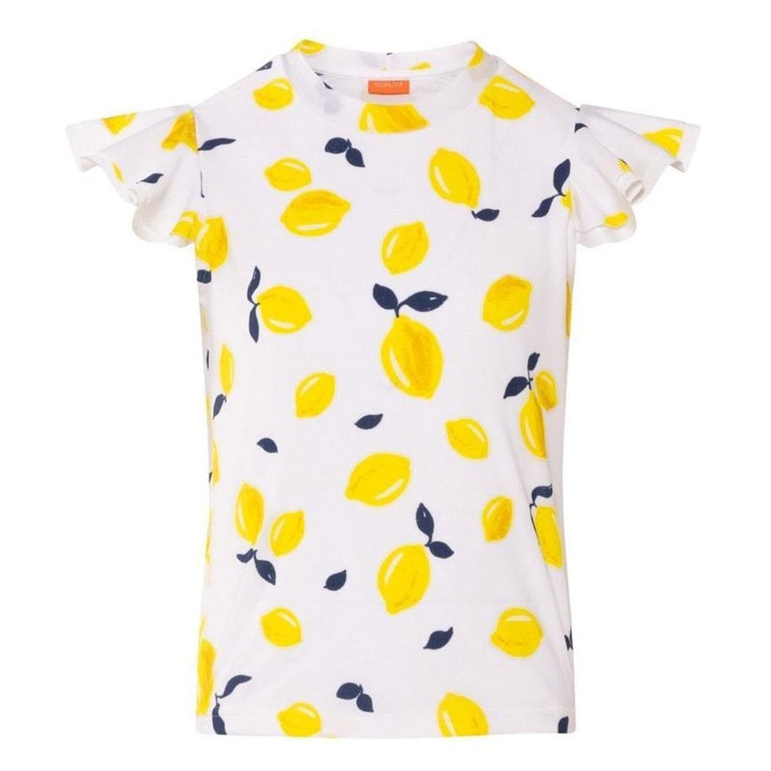 Girls White Sicilian Lemon  Rash Vest UPF 50+, 1, hi-res