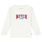 Boys White Logo Long Sleeve Top, 1, hi-res