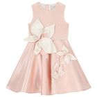 Girls Pink Satin Floral Dress, 1, hi-res