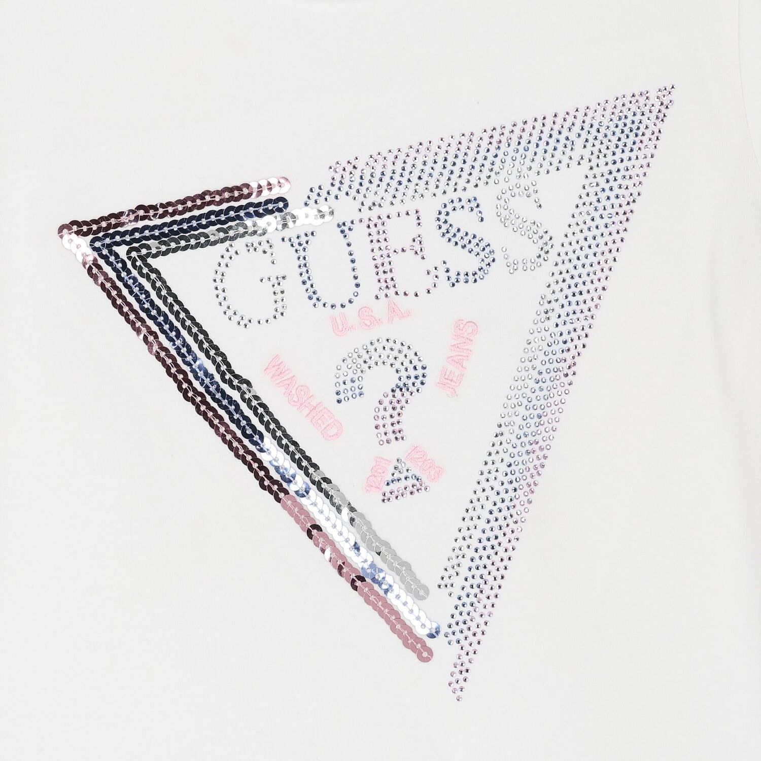 Girls White Embellished Logo T-Shirt, 1, hi-res image number null