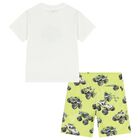 Boys White & Green Short Set, 2, hi-res
