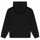 Boys Black Logo Hooded Top, 2, hi-res