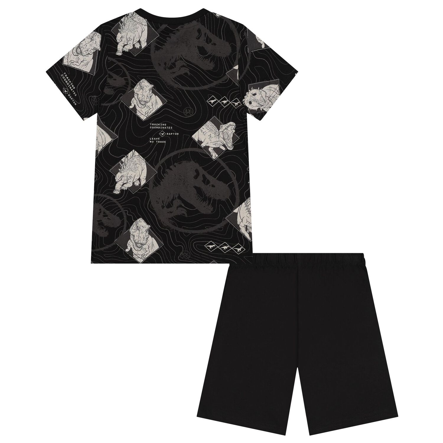 Boys Black Jurassic Shorts Set, 1, hi-res