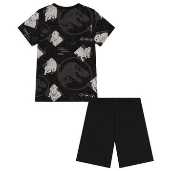 Boys Black Jurassic Shorts Set