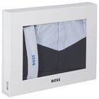 Baby Boys Navy Blue & Blue Logo Babygrow Gift Set, 1, hi-res