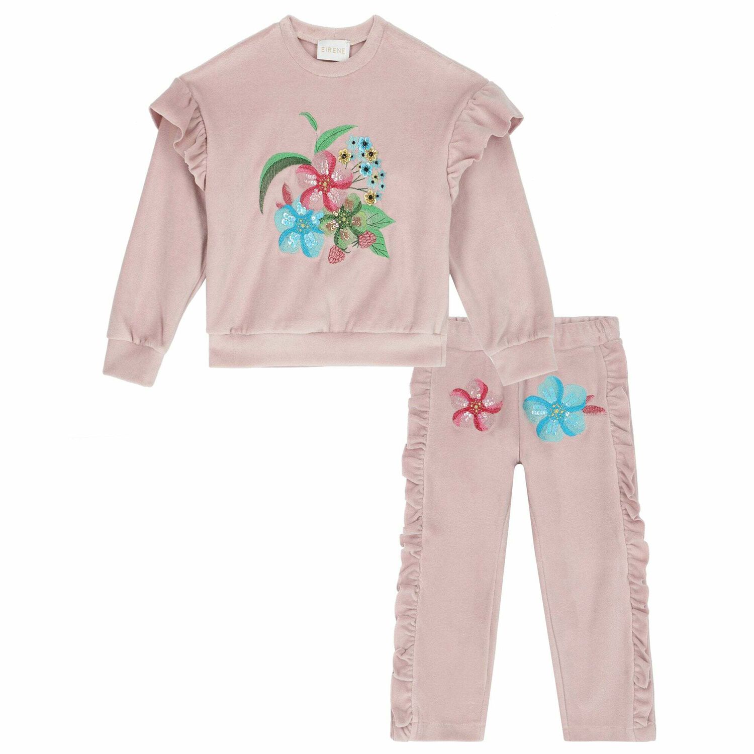 Girls Pink Velour Trcksuit, 1, hi-res image number null