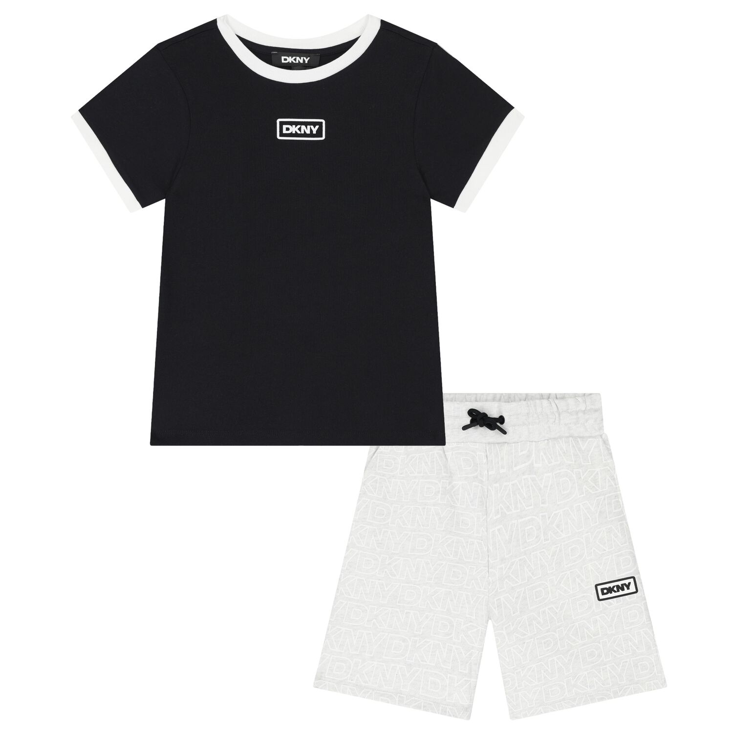 Boys Black & Grey Shorts Set, 1, hi-res image number null