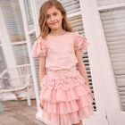 Girls Pink Lace & Tulle Skirt, 1, hi-res