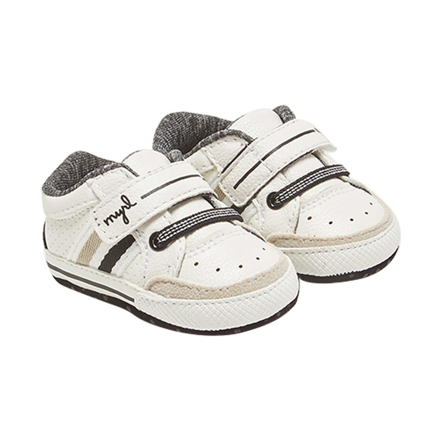 Baby Boys White & Navy TrainersÃ‚Â , 1, hi-res image number null