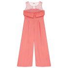 Girls Pink Crepe Jumpsuit, 1, hi-res