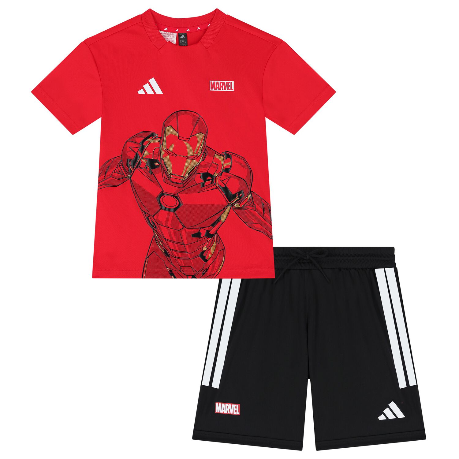 Boys Red & Black Marvel Shorts Set, 1, hi-res