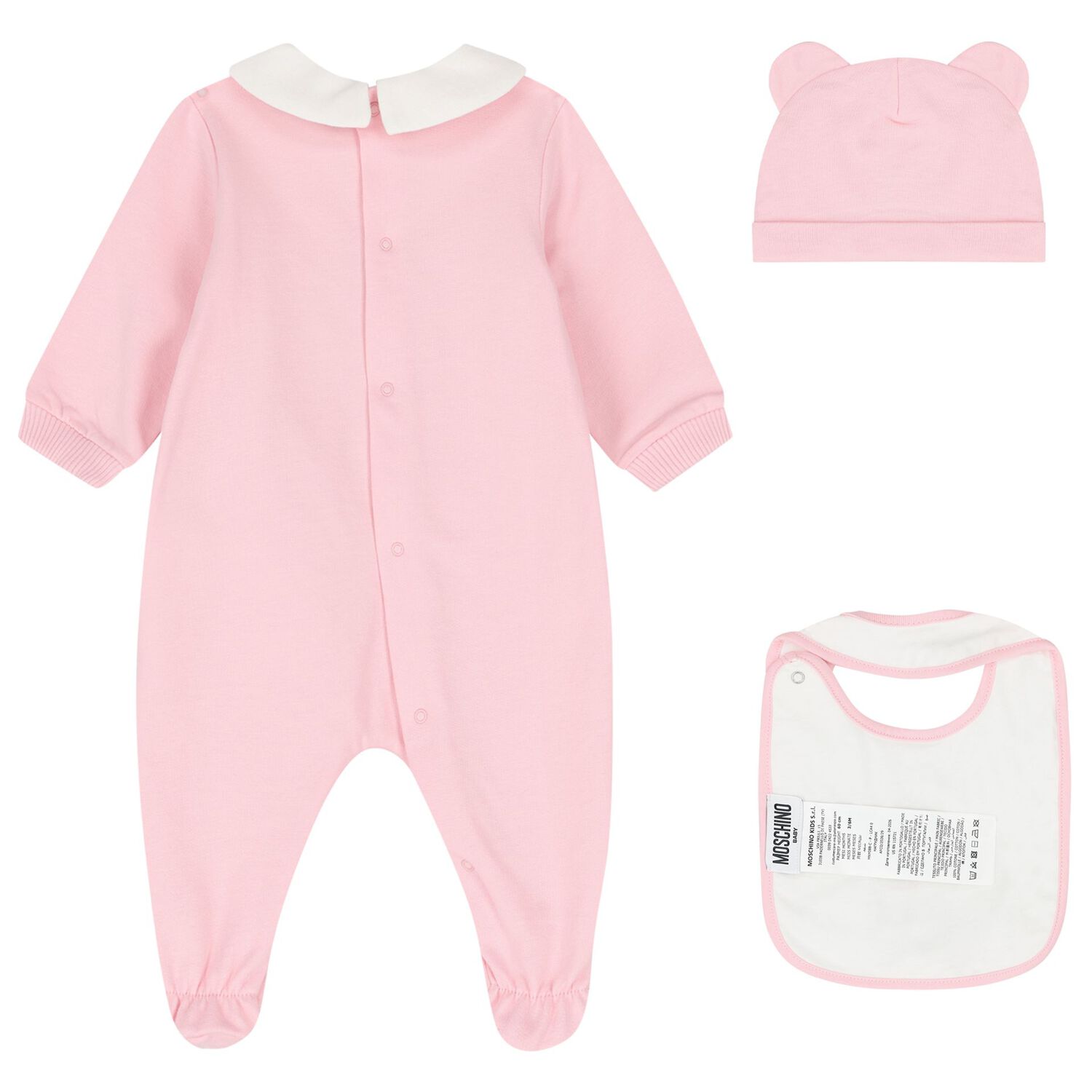 Baby Girls Pink & White Teddy Bear Logo Babygrow Gift Set, 4, hi-res