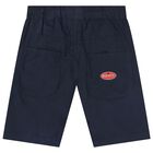 Boys Navy Blue Logo Shorts, 1, hi-res