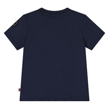 Younger Boys Navy Blue & White Logo T-Shirt