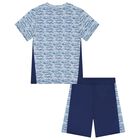 Boys Blue & White Logo Shorts Set, 1, hi-res