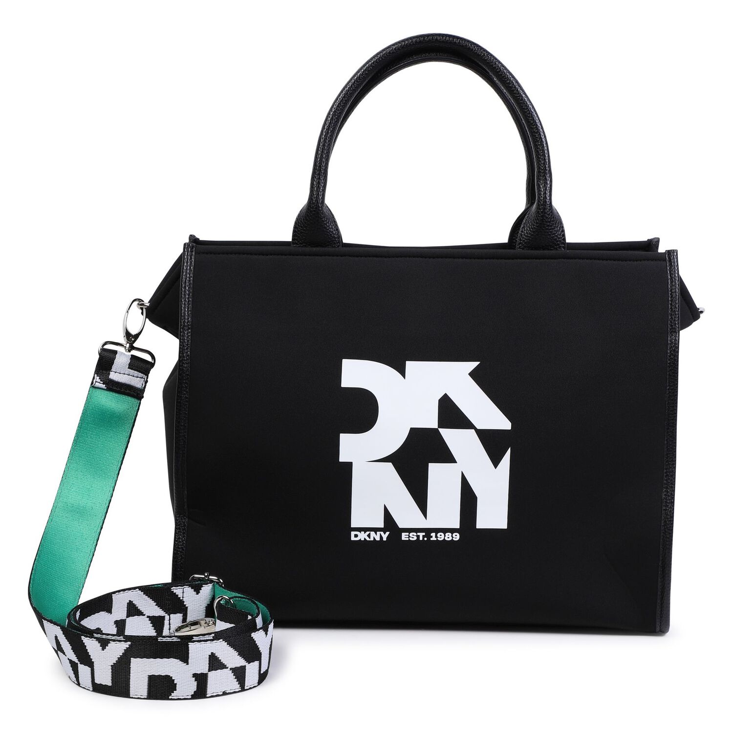 Girls Black Logo Tote Bag, 1, hi-res