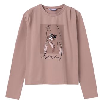 Girls Pink Sequins Long Sleeve Top