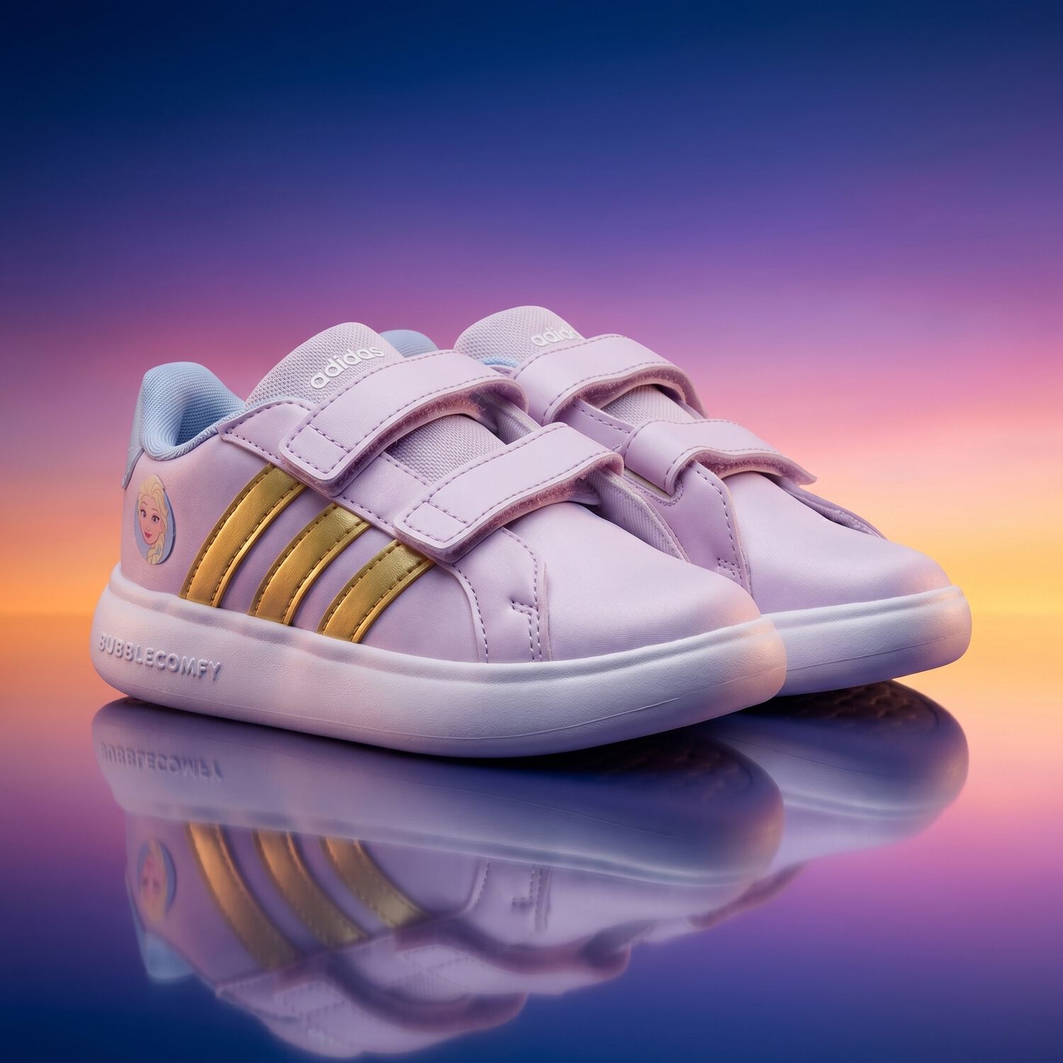 Girls Lilac Disney Elsa Logo Trainers, 1, hi-res