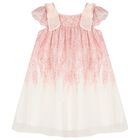 Girls Pink Chiffon Floral Dress, 1, hi-res