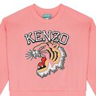 Girls Pink Tiger Logo Sweatshirt, 1, hi-res
