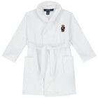 Boys White Polo Bear Bathrobe, 1, hi-res