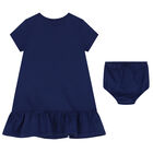 Baby Girls Blue Polo Bear Dress, 1, hi-res