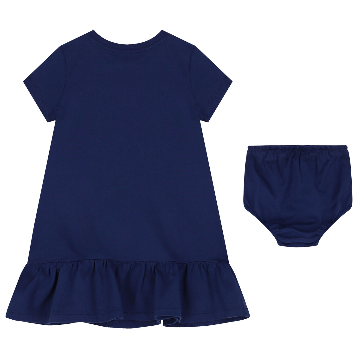 Baby Girls Blue Polo Bear Dress, 1, hi-res