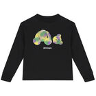 Black Teddy Bear Logo Long Sleeve Top, 1, hi-res