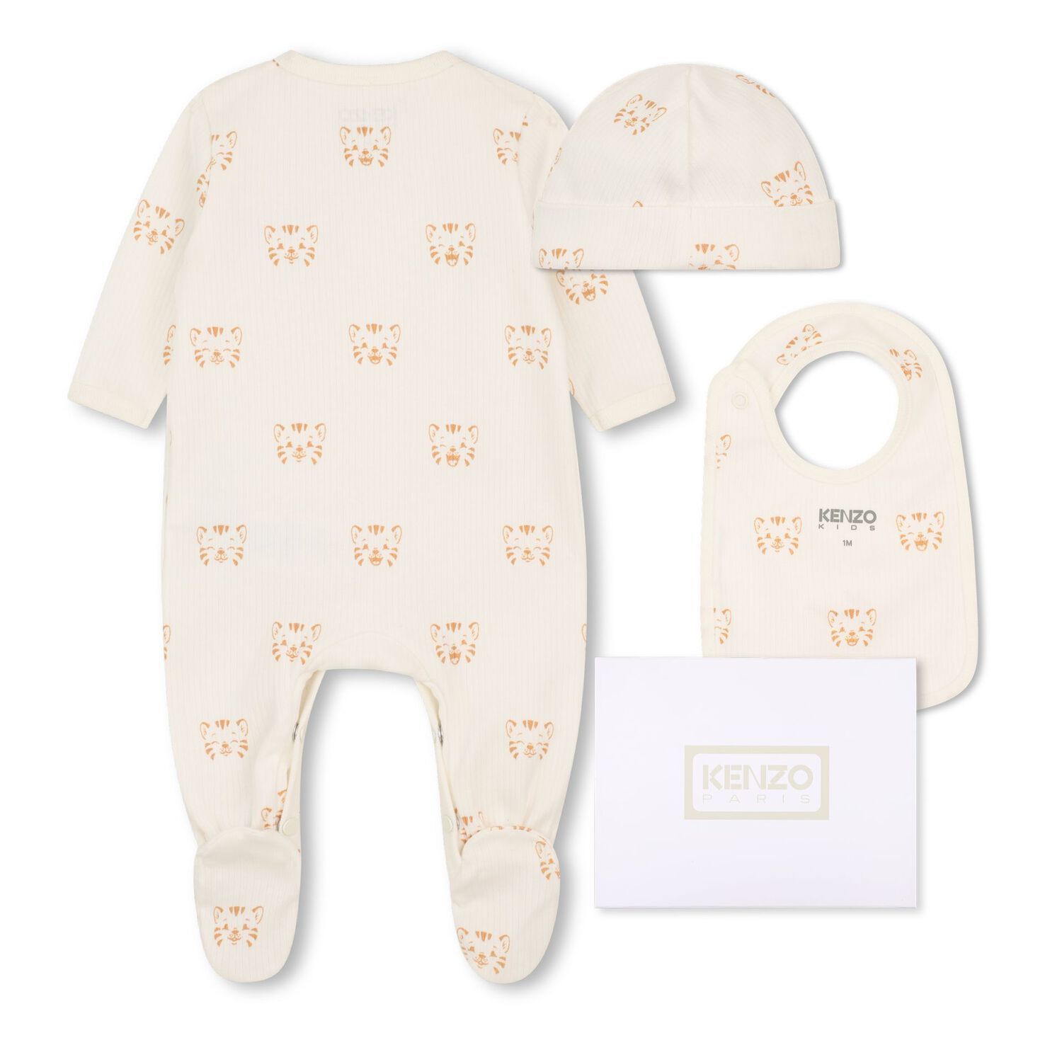 Ivory & Beige Tiger Logo Babygrow Gift Set, 1, hi-res