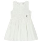Girls White Chiffon Dress, 1, hi-res