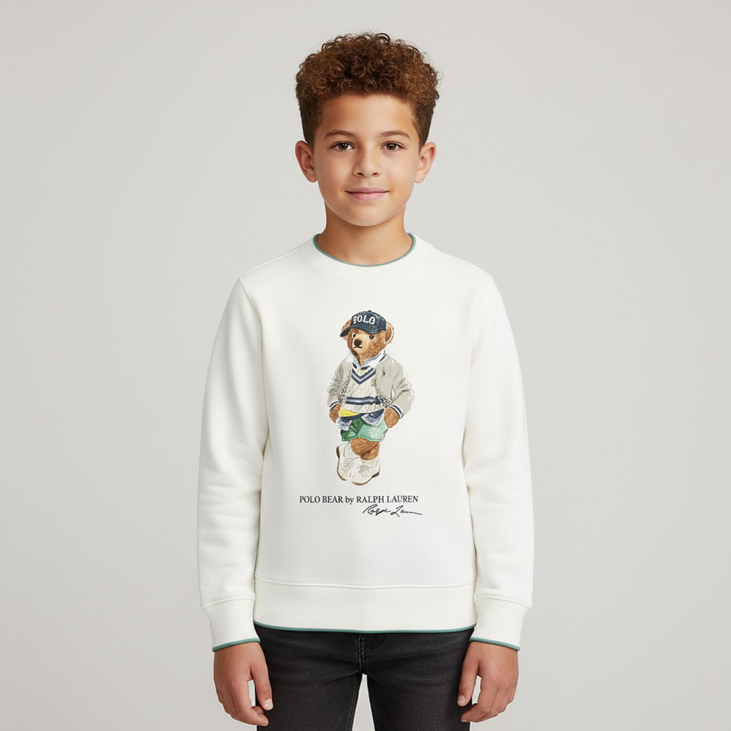 Boys Ivory Polo Bear Sweatshirt, 1, hi-res