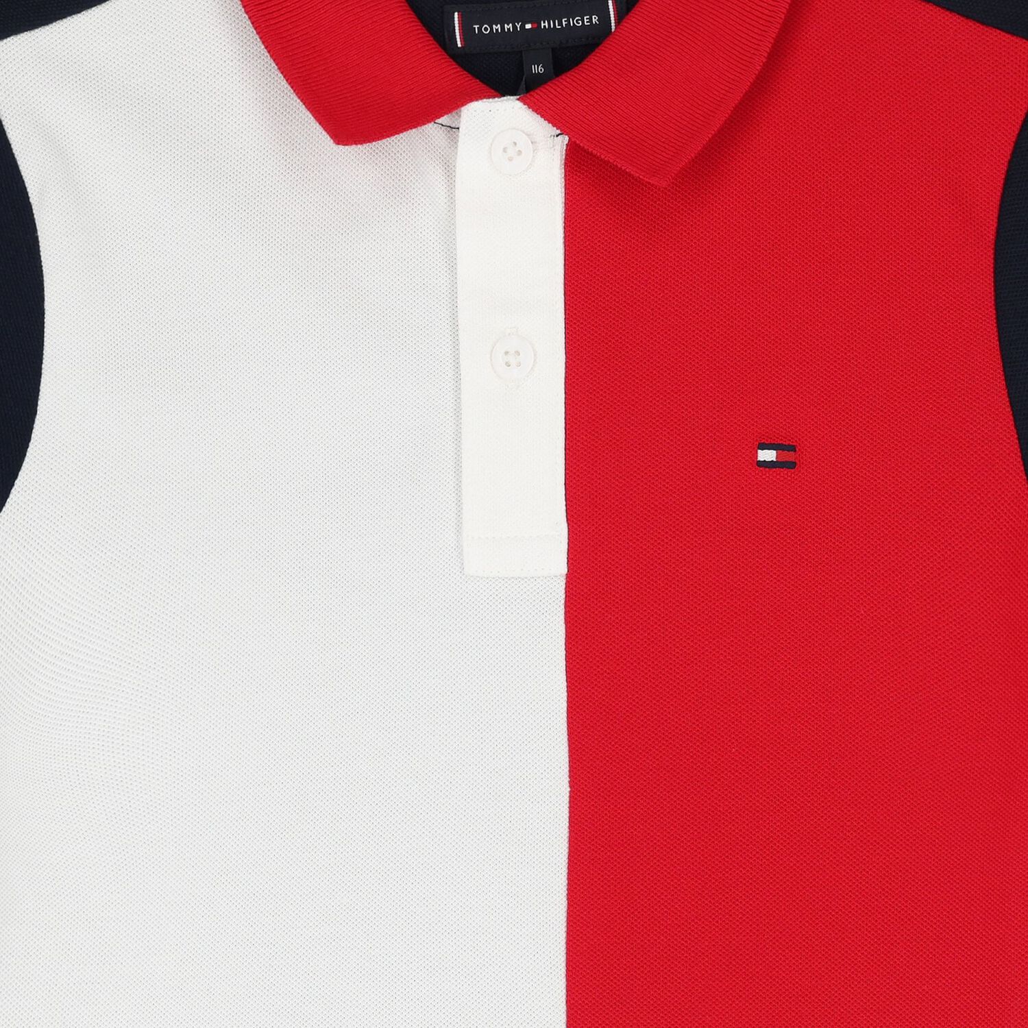 Boys Red & Navy Colourblock Cotton Polo Shirt, 1, hi-res