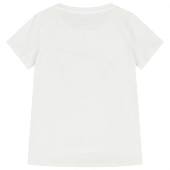 Girls White Embellished Logo T-Shirt