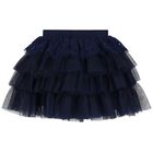 Girls Navy Blue Lace & Tulle Skirt, 3, hi-res