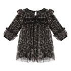 Baby Girls Black Leopard Tulle Dress, 2, hi-res