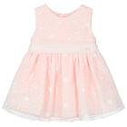 Younger Girls Pink Floral Organza Dress, 1, hi-res