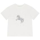 Girls Ivory Horse Logo T-Shirt, 1, hi-res
