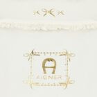 Baby Girls Ivory & Gold Bow Logo Nest, 1, hi-res