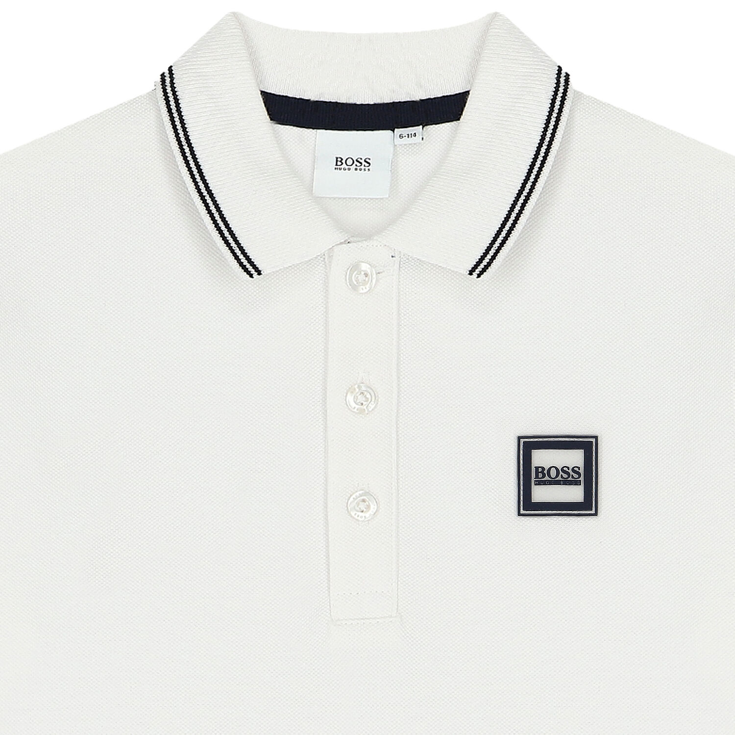 Boys White Logo Polo Shirt, 1, hi-res