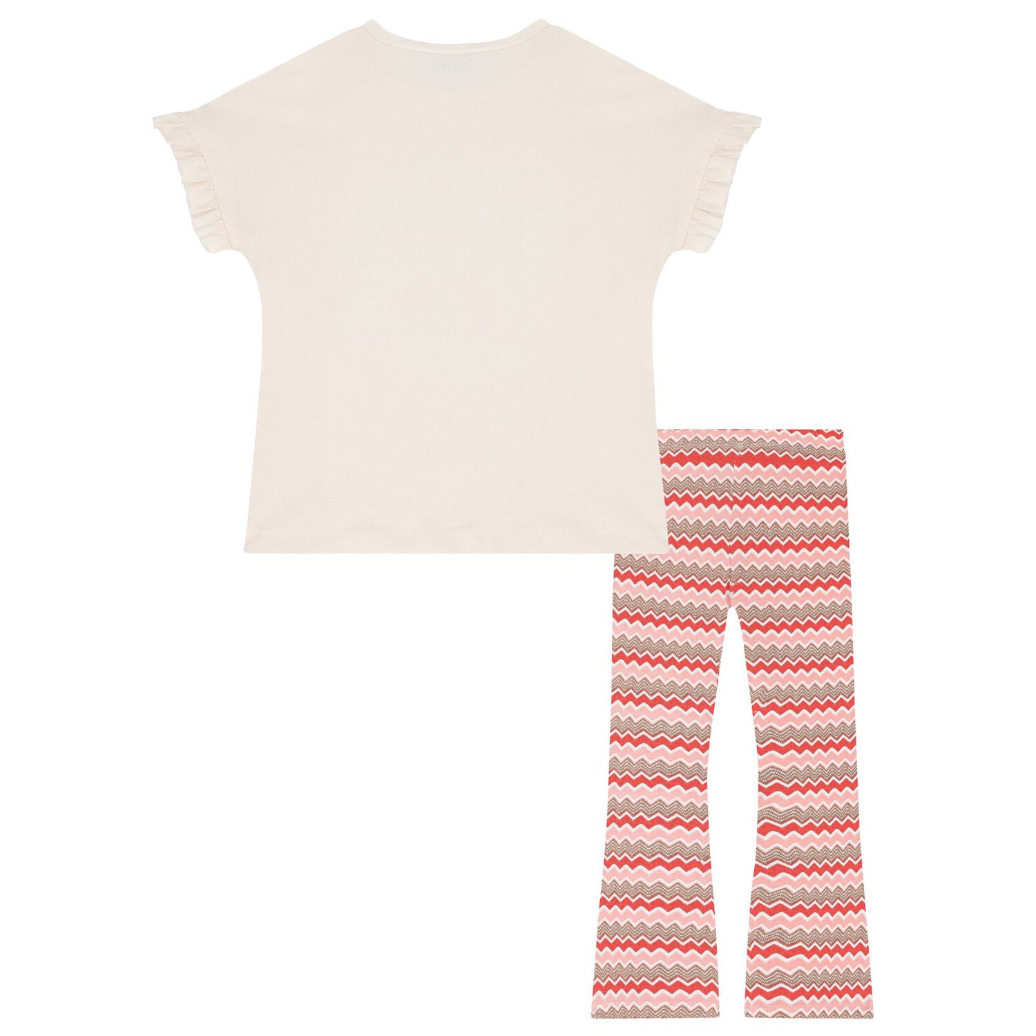 Girls Ivory & Pink Zigzag Leggings Set, 1, hi-res image number null