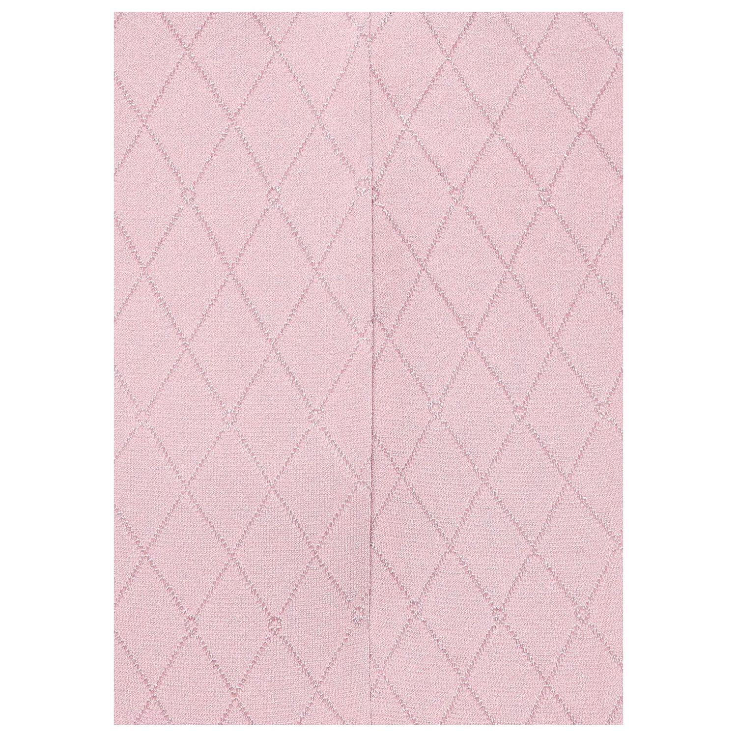 Younger Girls Pink Diamond Jacquard Tights, 1, hi-res