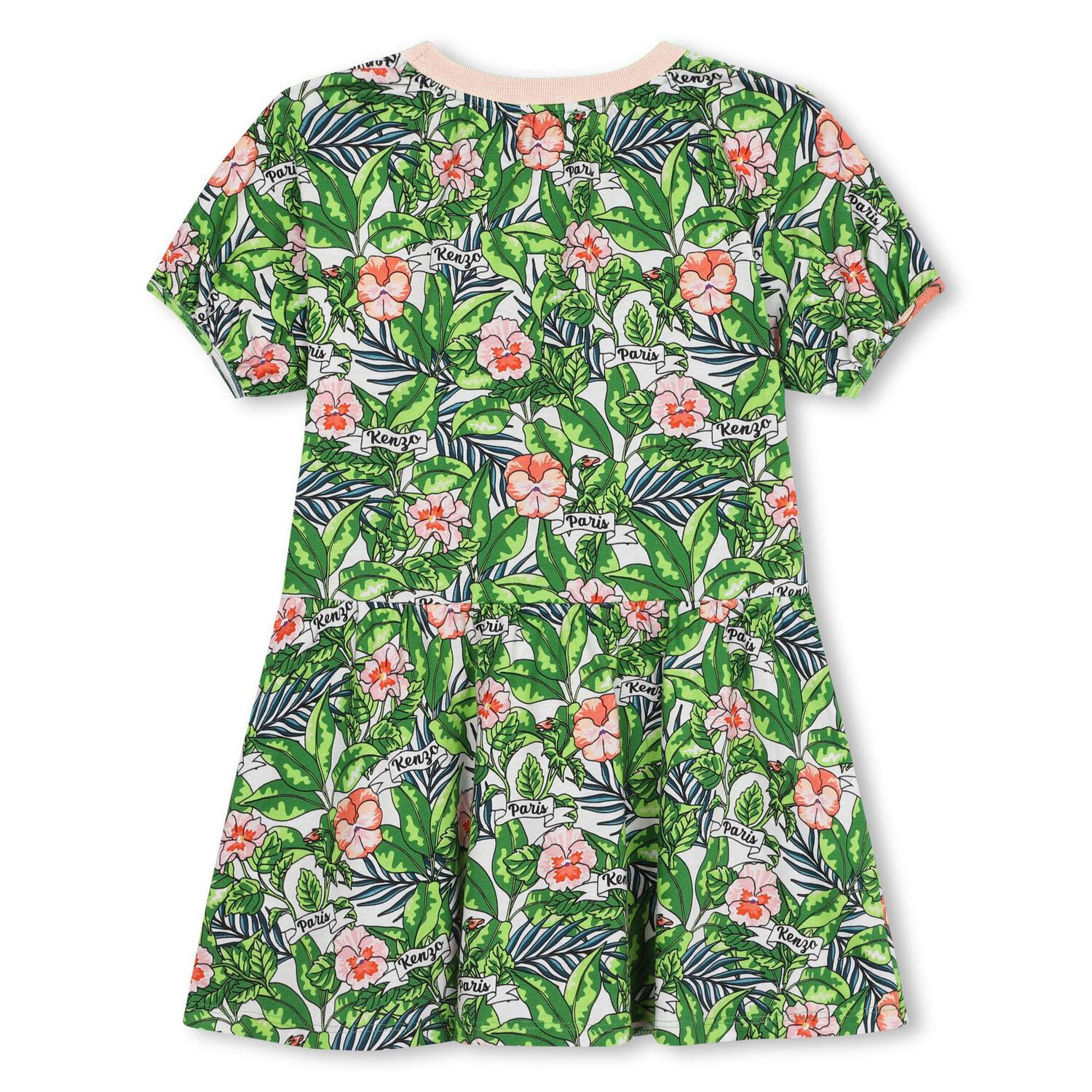 Girls Green Floral Dress, 1, hi-res