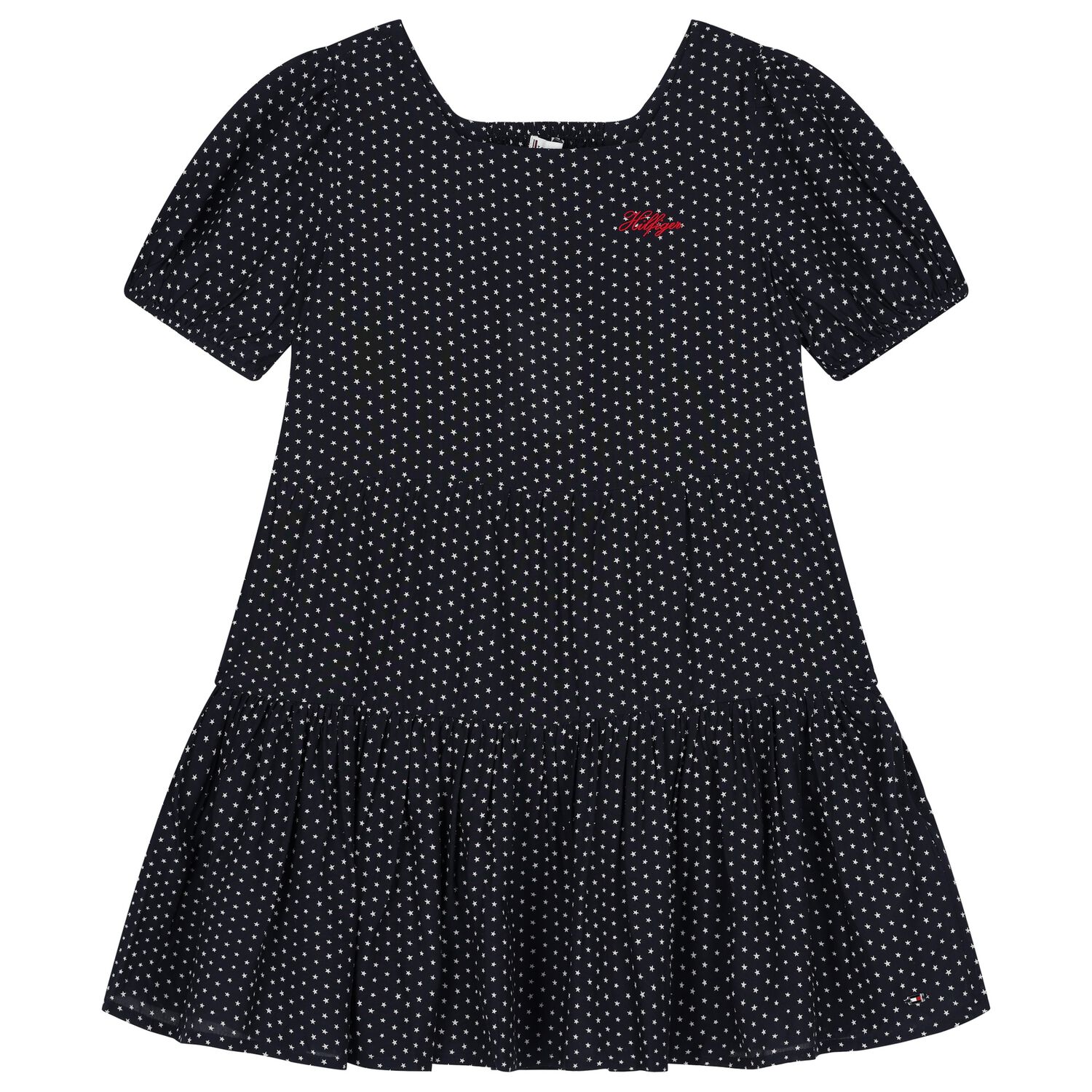 Girls Navy Blue Logo Stars Dress, 1, hi-res