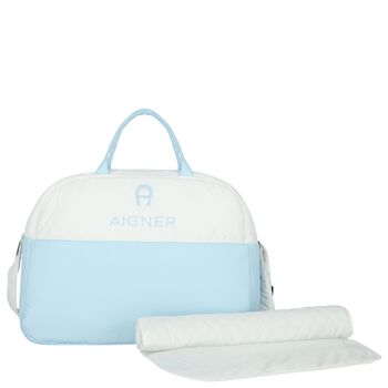 White & Blue Logo Baby Changing Bag
