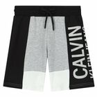 Boys Grey & Black Logo Shorts, 1, hi-res